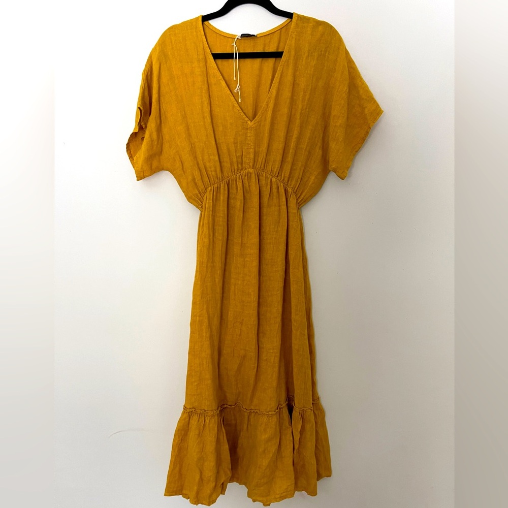 Mustard Dress, Beach dress, Summer yellow dress, short sleeve dress